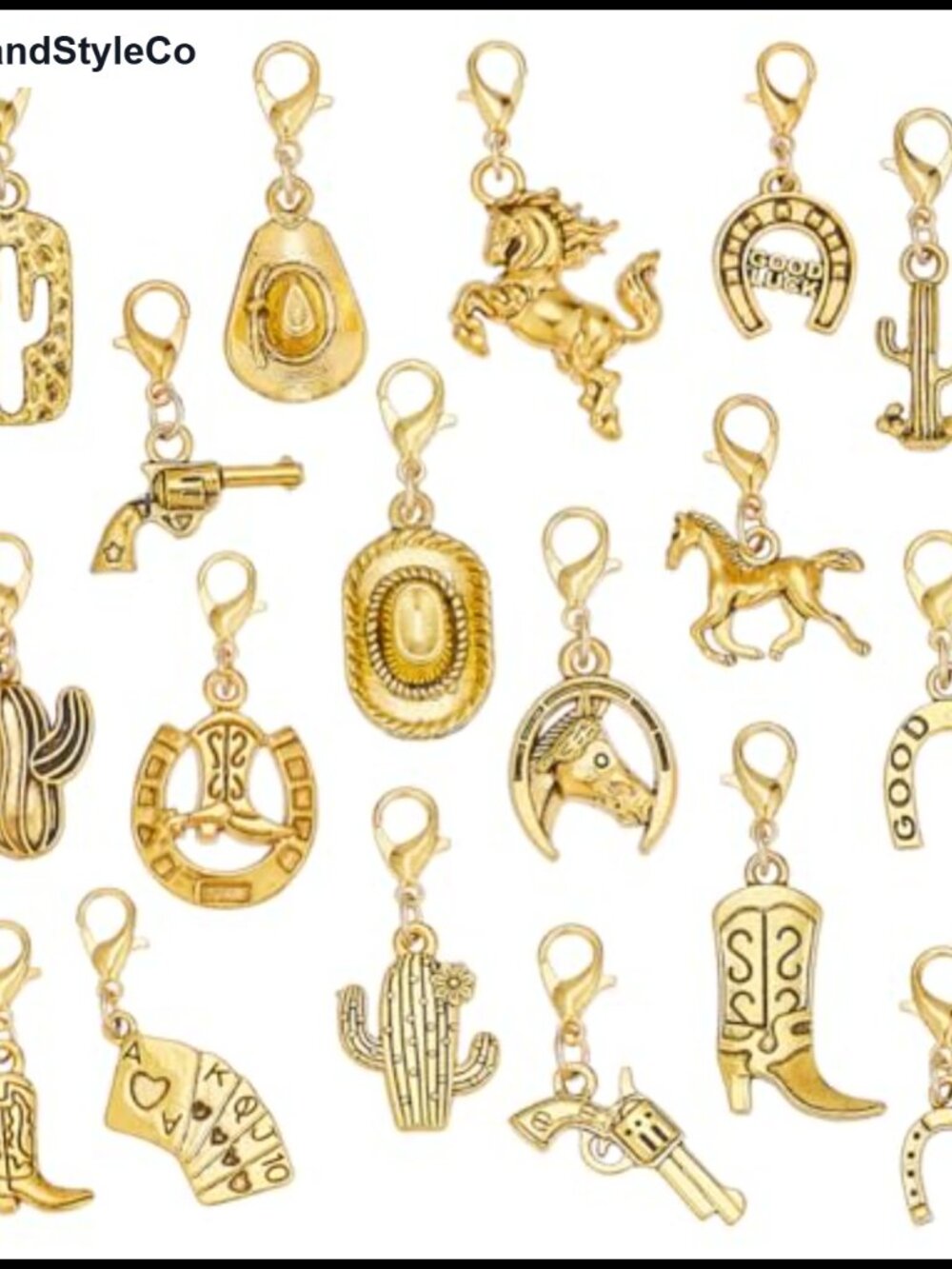 54pc Western Cowboy Charms Alloy Lobster Clasp DIY Jewelry Making